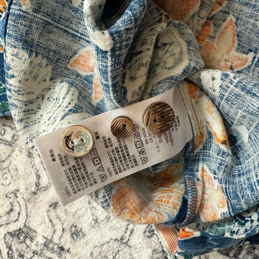 Tommy Bahama XXL Silk Shirt Mens Blue Orange Tropical Floral Hawaiian Shirt - Picture 6 of 8